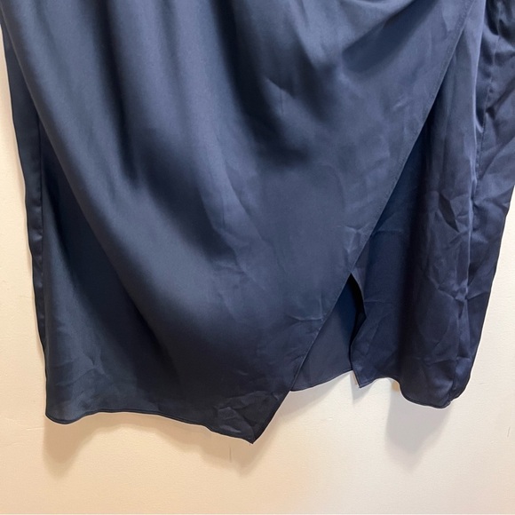 Pennington’s Satin Wrap Midi Skirt Navy Blue Size 22 - Picture 7 of 12